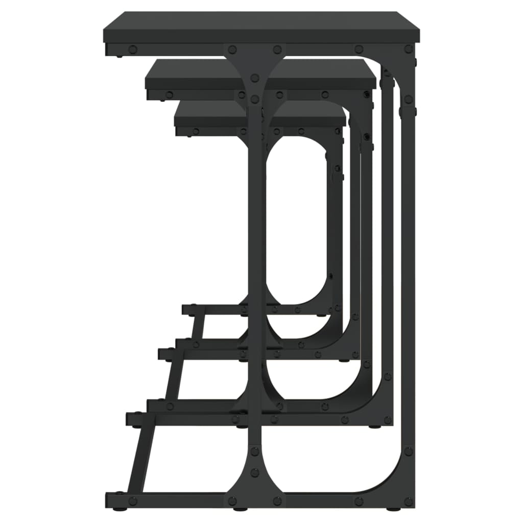 3-delige Tafeltjesset bewerkt hout zwart is nu te koop bij PeponiXL, paradijselijk wonen!