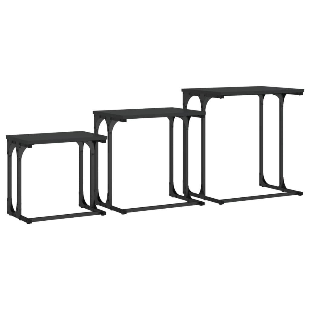 3-delige Tafeltjesset bewerkt hout zwart is nu te koop bij PeponiXL, paradijselijk wonen!