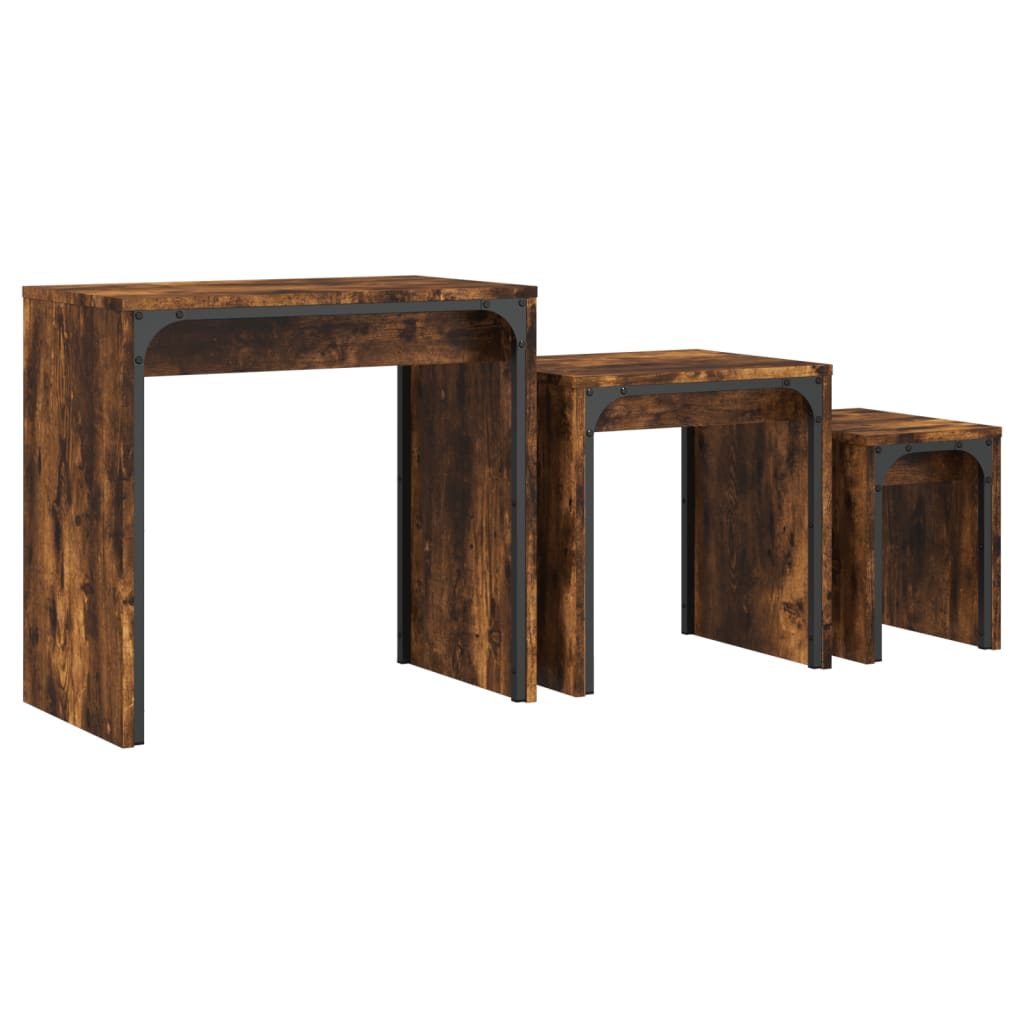 3-delige Tafeltjesset bewerkt hout gerookt eikenkleurig is nu te koop bij PeponiXL, paradijselijk wonen!