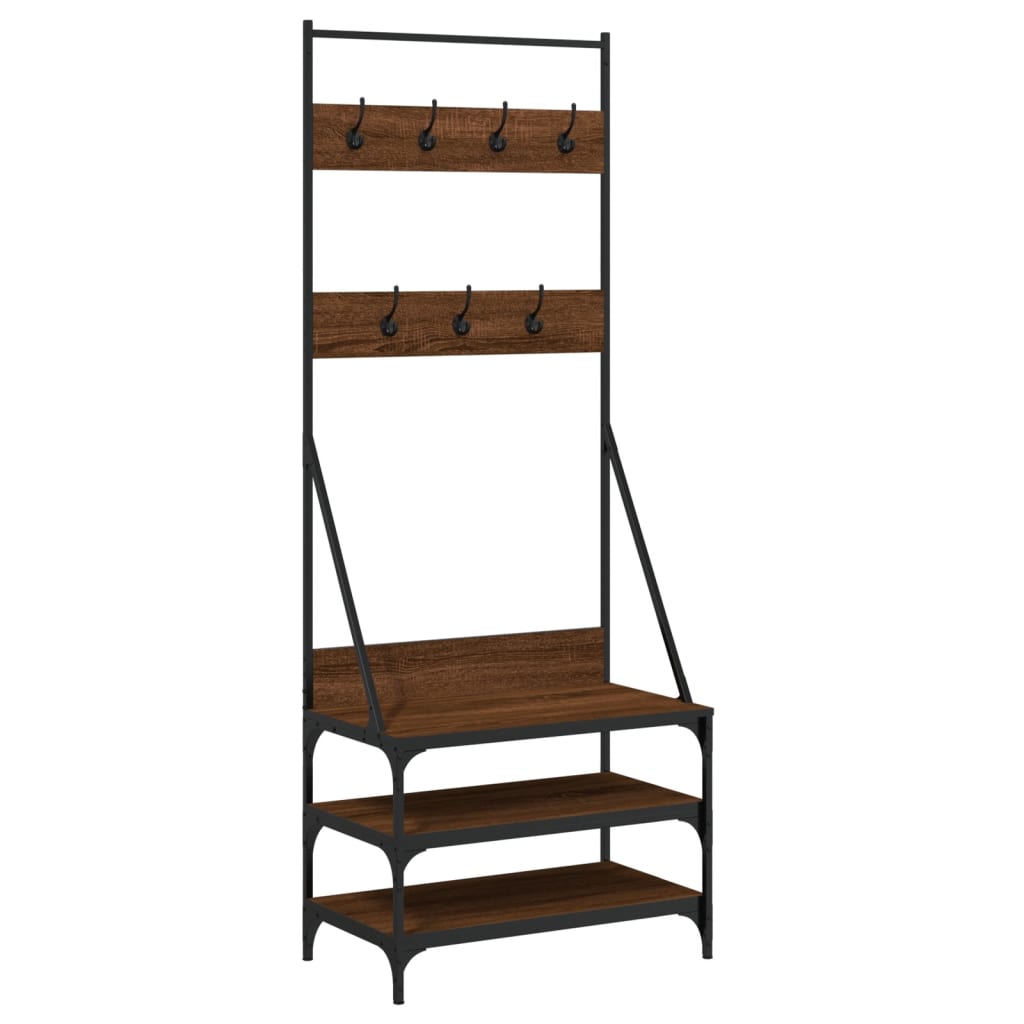 Kledingrek met schoenenrek 70x40x184 cm bruin eikenkleur is nu te koop bij PeponiXL, paradijselijk wonen!