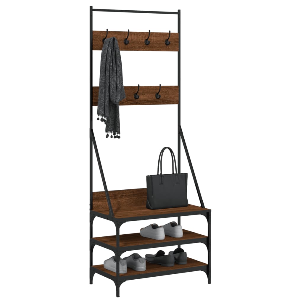 Kledingrek met schoenenrek 70x40x184 cm bruin eikenkleur is nu te koop bij PeponiXL, paradijselijk wonen!