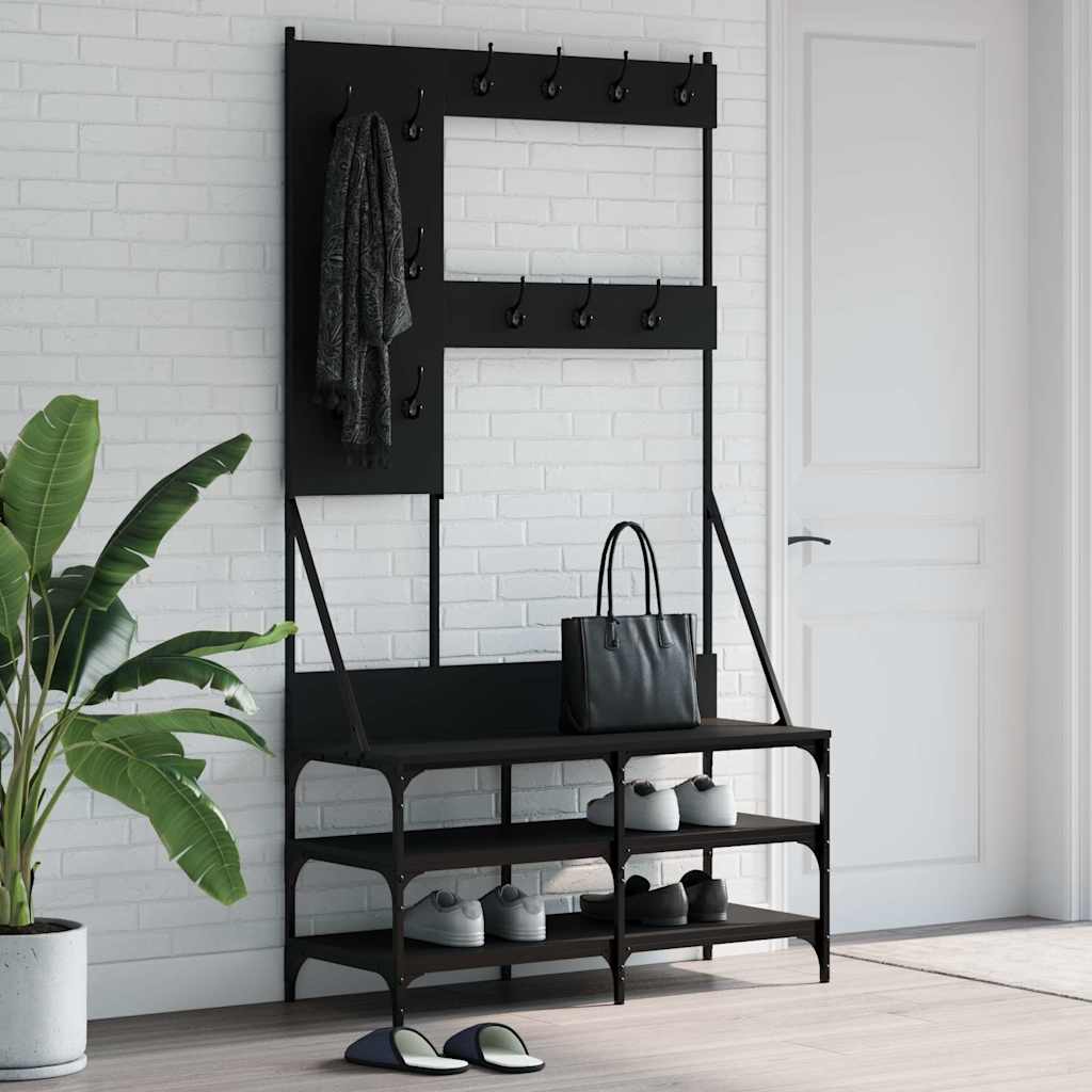 Kledingrek met schoenenrek 100x40x184 cm zwart is nu te koop bij PeponiXL, paradijselijk wonen!