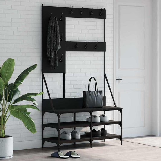 Kledingrek met schoenenrek 100x40x184 cm zwart is nu te koop bij PeponiXL, paradijselijk wonen!