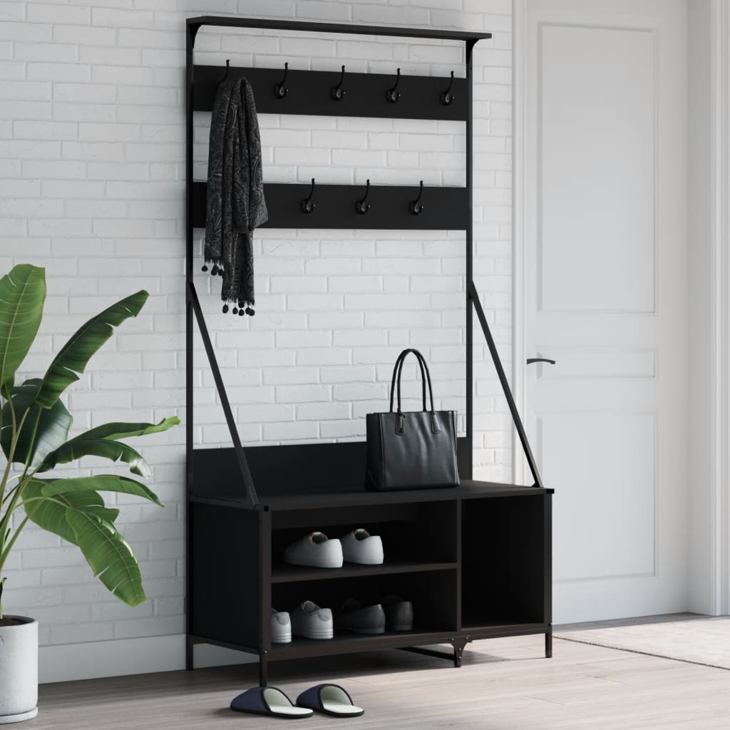 Kledingrek met schoenenrek 100x41x184 cm zwart is nu te koop bij PeponiXL, paradijselijk wonen!