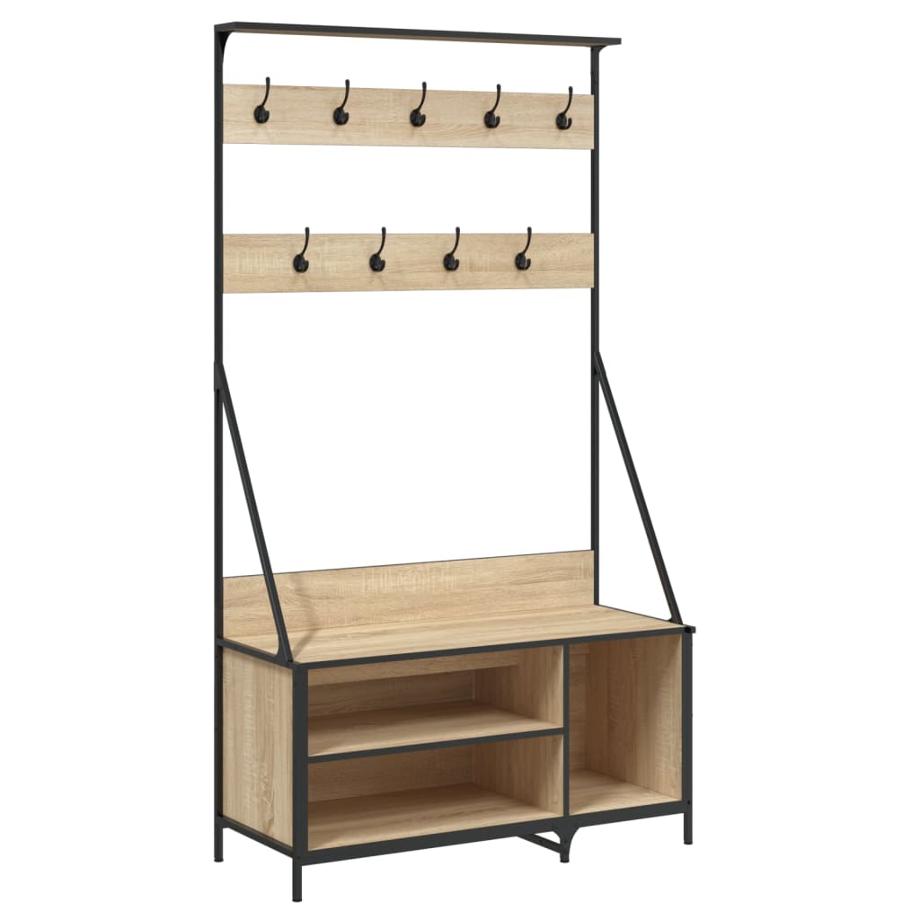 Kledingrek met schoenenrek 100x41x184 cm sonoma eikenkleurig is nu te koop bij PeponiXL, paradijselijk wonen!