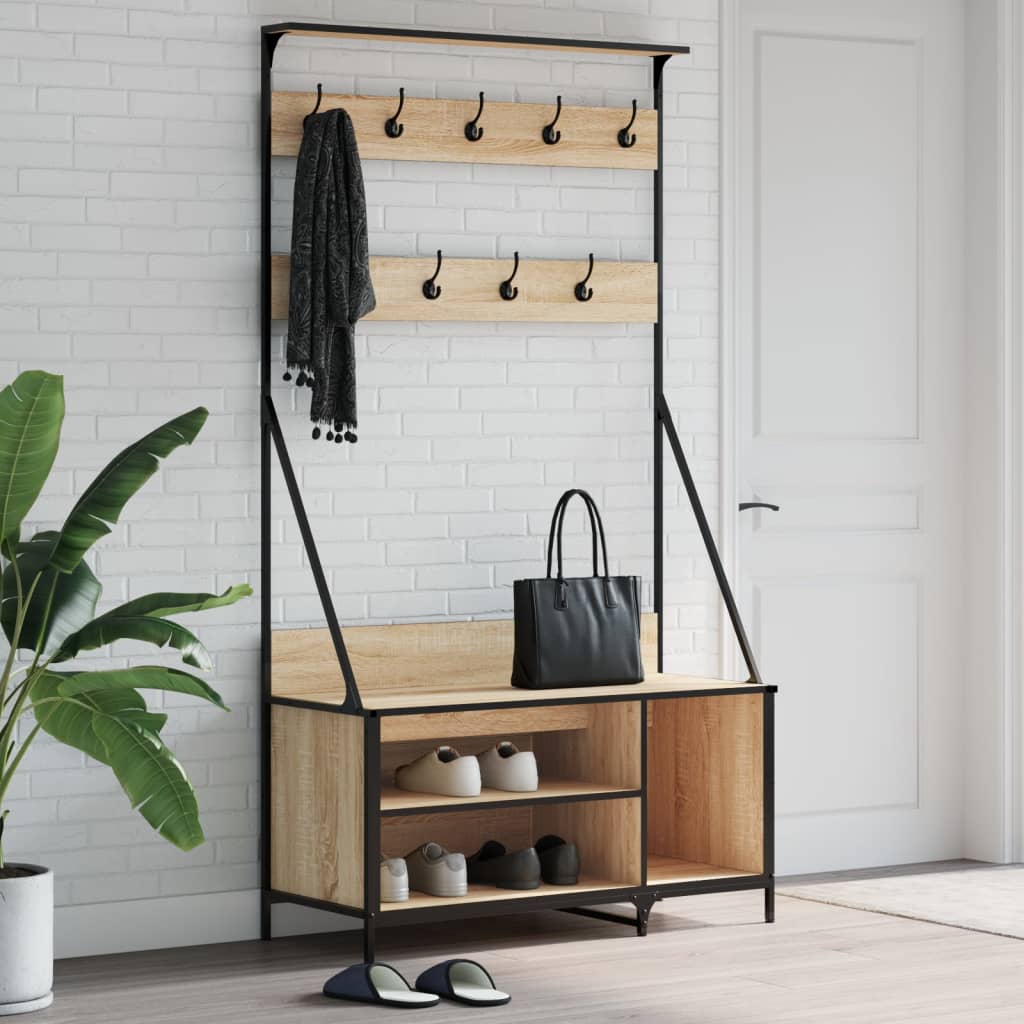 Kledingrek met schoenenrek 100x41x184 cm sonoma eikenkleurig is nu te koop bij PeponiXL, paradijselijk wonen!
