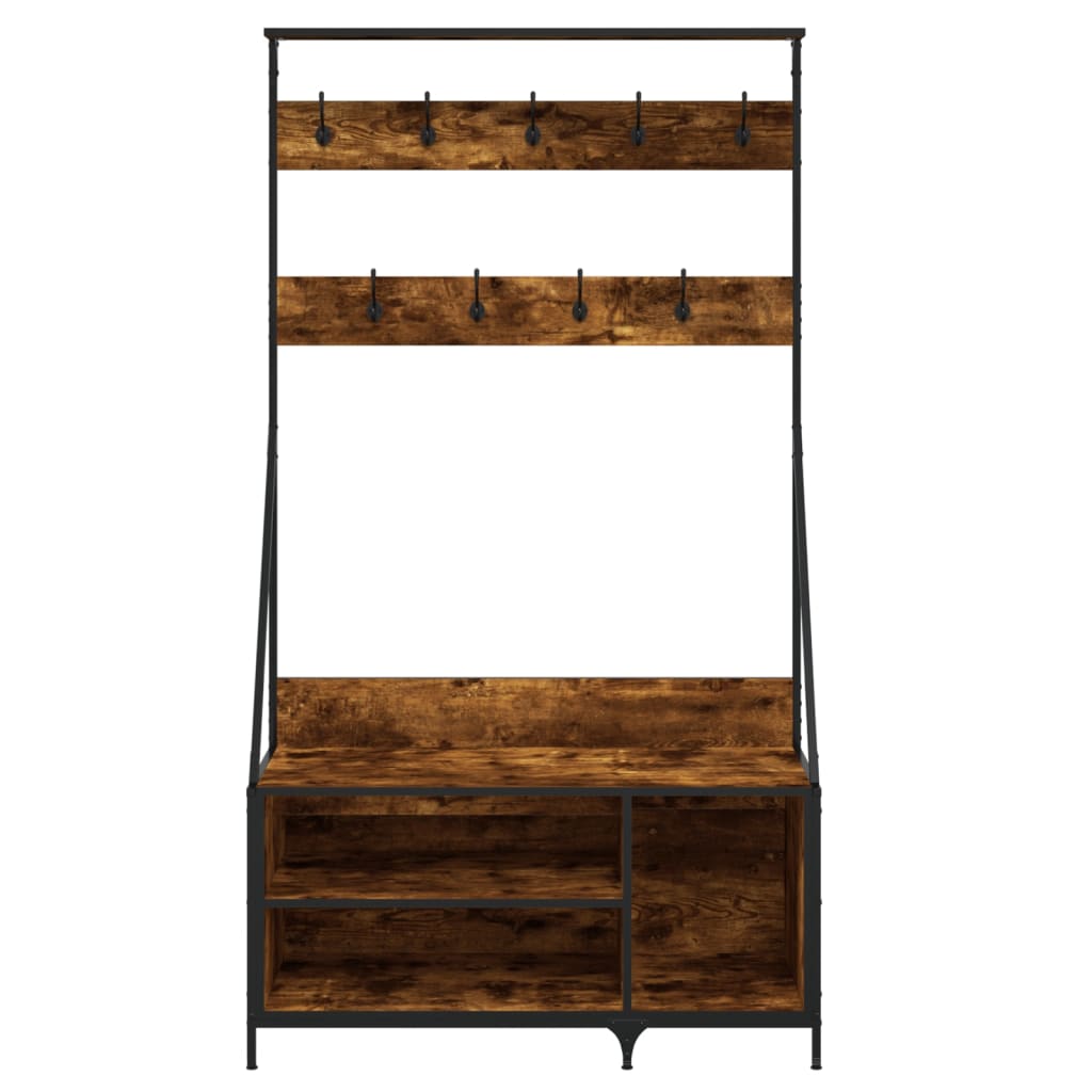 Kledingrek met schoenenrek 100x41x184 cm gerookt eikenkleurig is nu te koop bij PeponiXL, paradijselijk wonen!