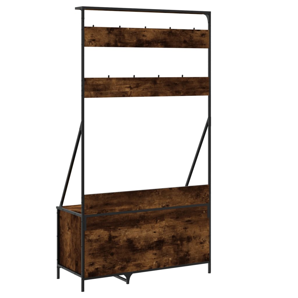Kledingrek met schoenenrek 100x41x184 cm gerookt eikenkleurig is nu te koop bij PeponiXL, paradijselijk wonen!