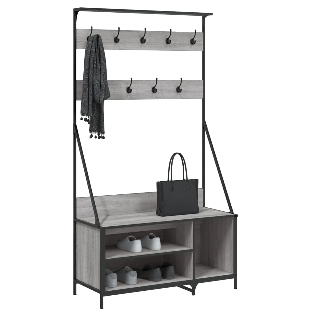 Kledingrek met schoenenrek 100x41x184 cm grijs sonoma is nu te koop bij PeponiXL, paradijselijk wonen!