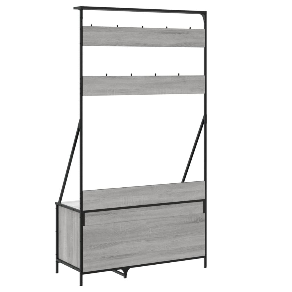Kledingrek met schoenenrek 100x41x184 cm grijs sonoma is nu te koop bij PeponiXL, paradijselijk wonen!