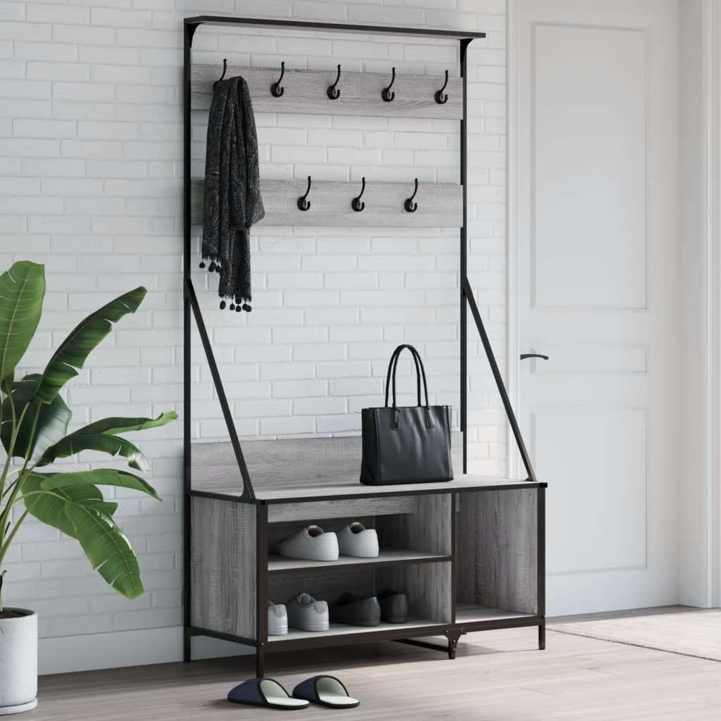 Kledingrek met schoenenrek 100x41x184 cm grijs sonoma is nu te koop bij PeponiXL, paradijselijk wonen!