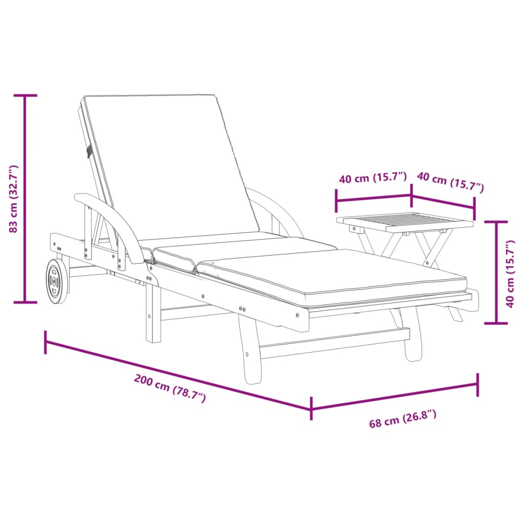 Ligbed met kussen en tafel massief acaciahout is nu te koop bij PeponiXL, paradijselijk wonen!