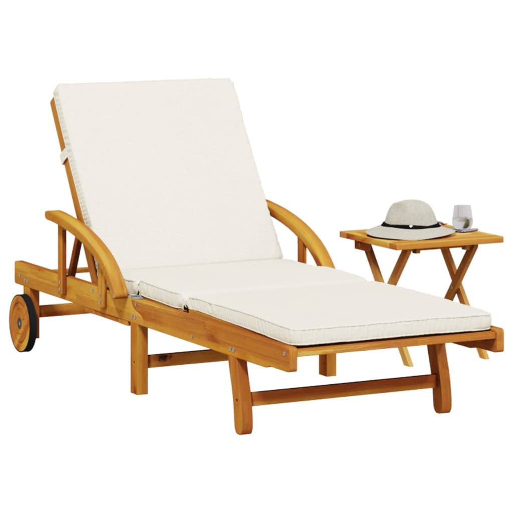 Ligbed met kussen en tafel massief acaciahout is nu te koop bij PeponiXL, paradijselijk wonen!