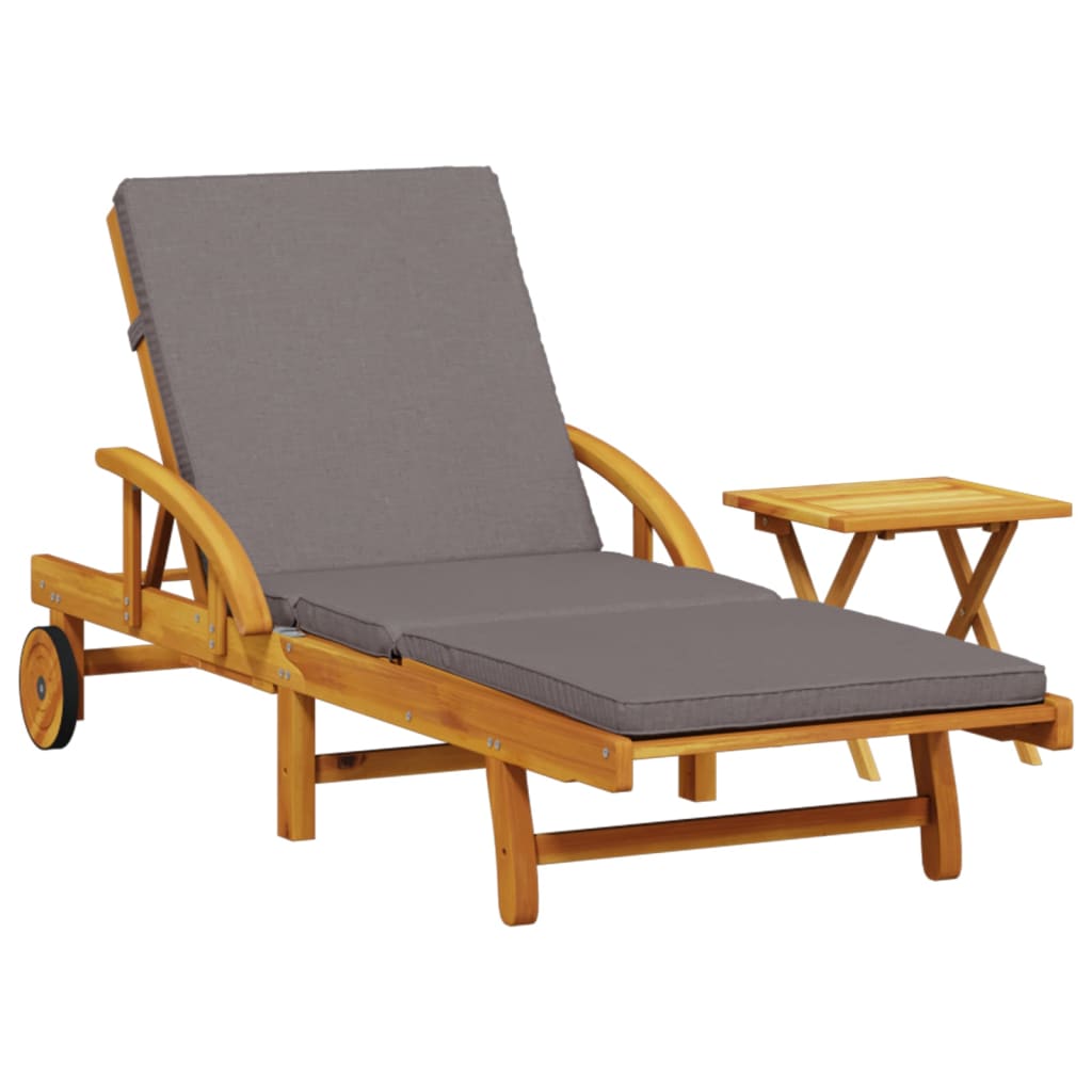 Ligbed met kussen en tafel massief acaciahout is nu te koop bij PeponiXL, paradijselijk wonen!