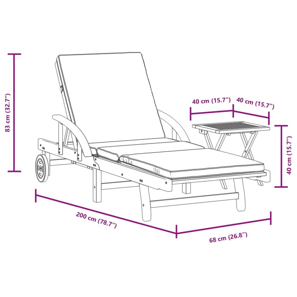 Ligbed met kussen en tafel massief acaciahout is nu te koop bij PeponiXL, paradijselijk wonen!