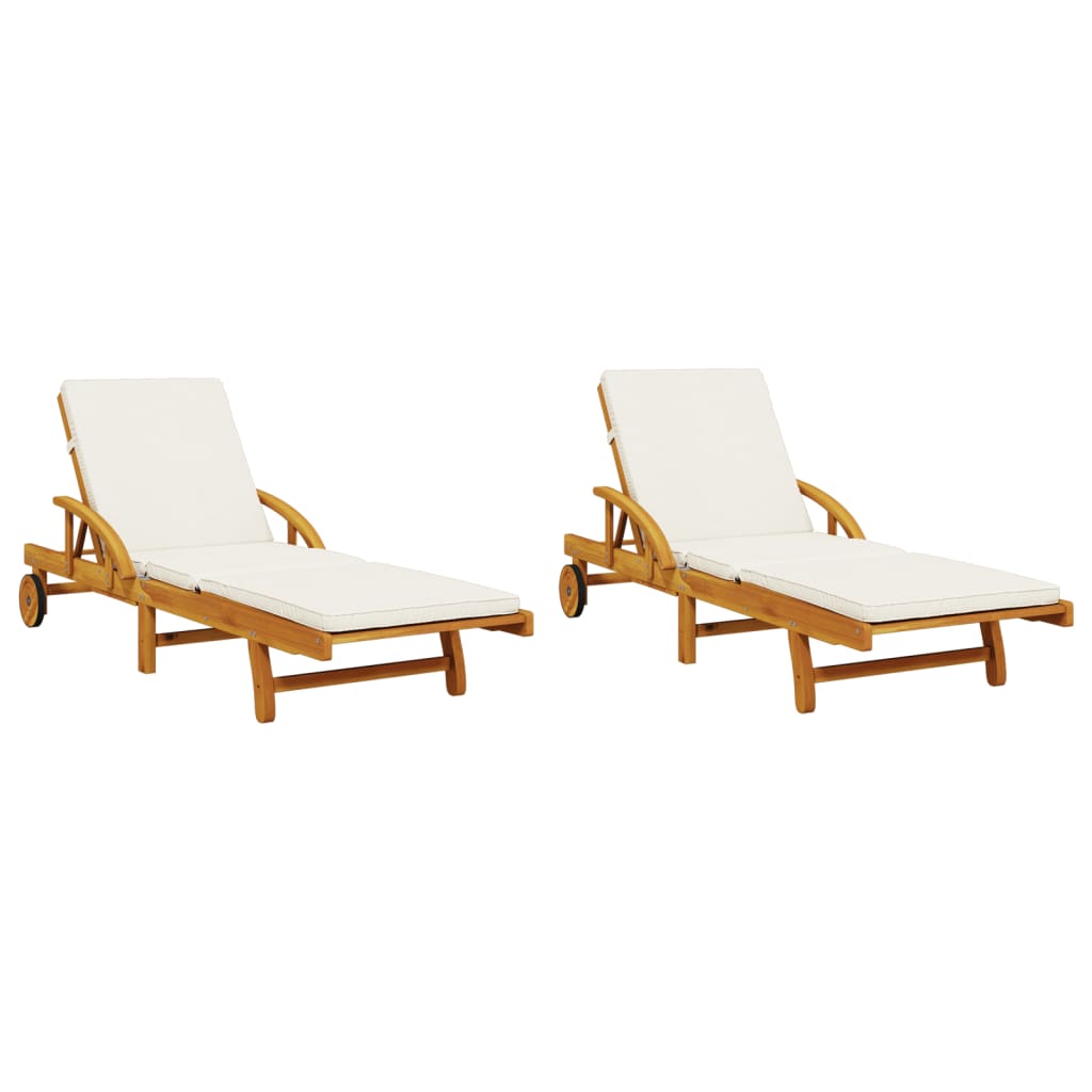 Ligbedden 2 st met tafel massief acaciahout is nu te koop bij PeponiXL, paradijselijk wonen!