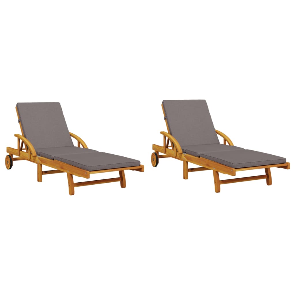 Ligbedden 2 st met kussens 200x68x83 cm massief acaciahout is nu te koop bij PeponiXL, paradijselijk wonen!