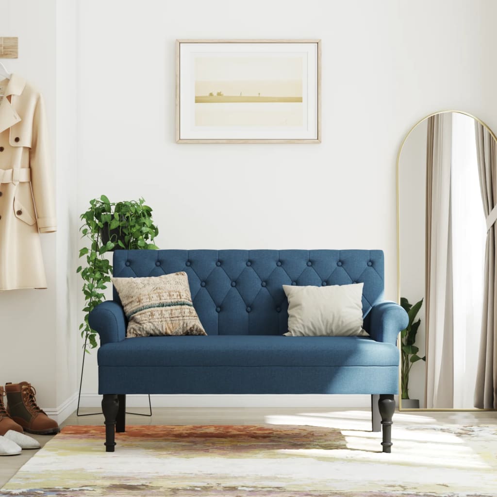 Bankje met rugleuning 120x62x75,5 cm stof blauw is nu te koop bij PeponiXL, paradijselijk wonen!