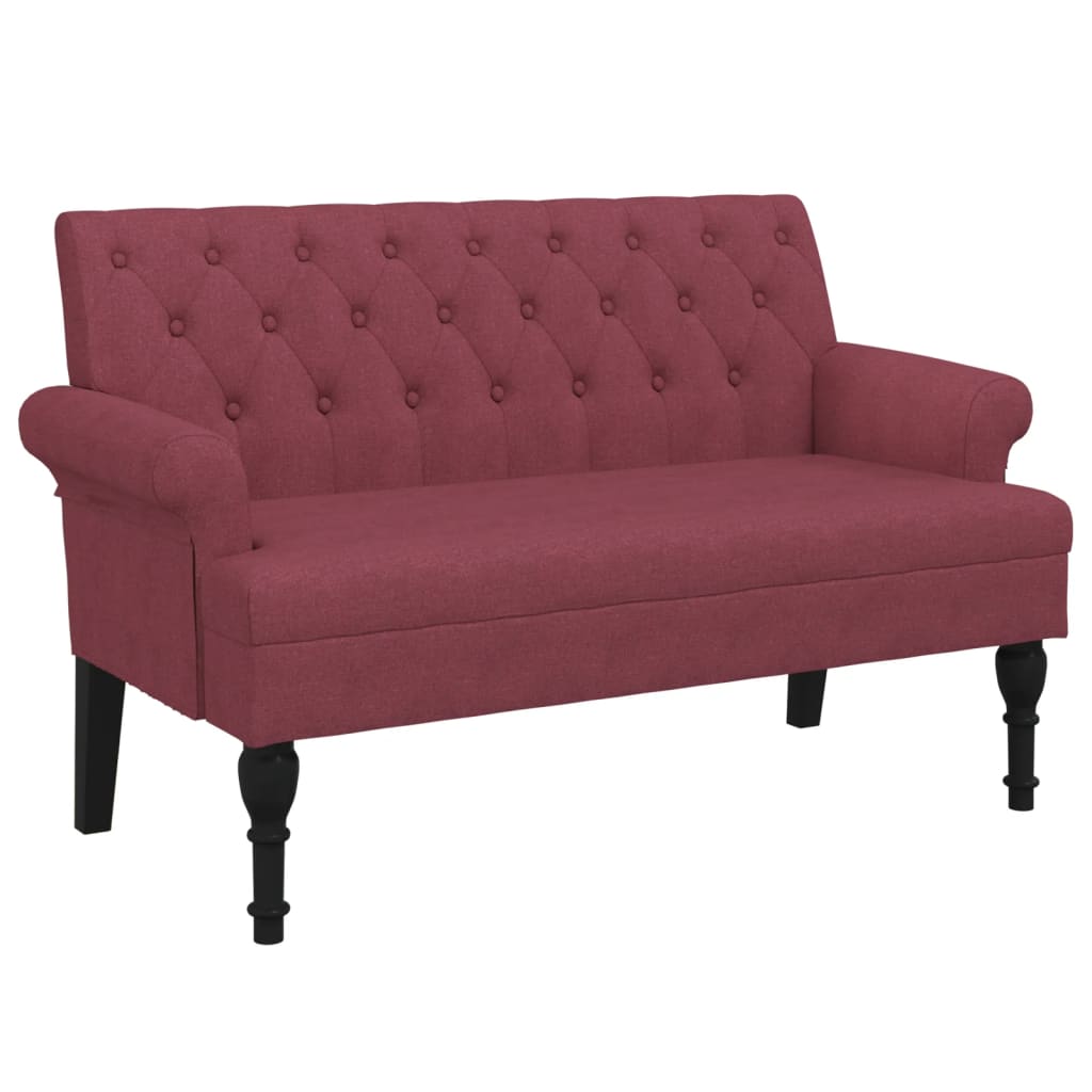 Bankje met rugleuning 120x62x75,5 cm stof wijnrood is nu te koop bij PeponiXL, paradijselijk wonen!