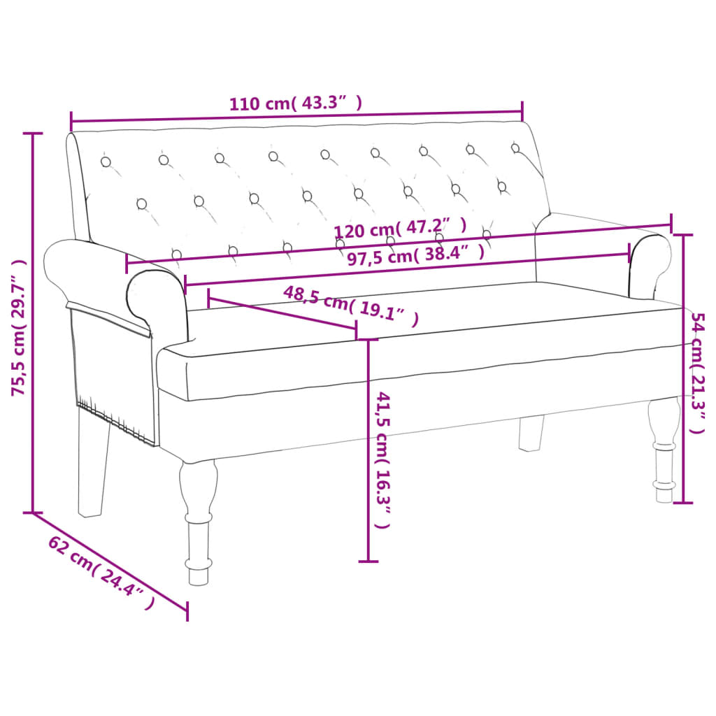 Bankje met rugleuning 120x62x75,5 cm stof wijnrood is nu te koop bij PeponiXL, paradijselijk wonen!