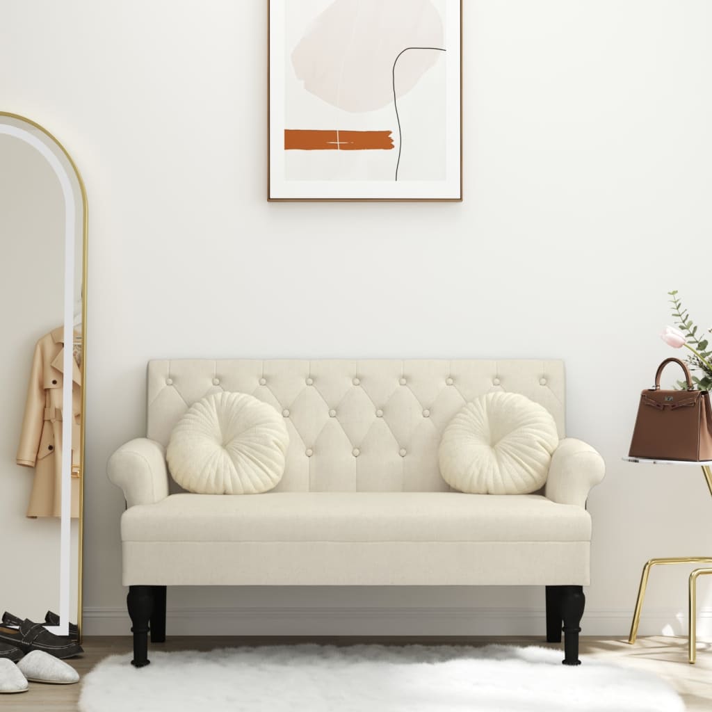 Bankje met rugleuning 120x62x75,5 cm linnen is nu te koop bij PeponiXL, paradijselijk wonen!