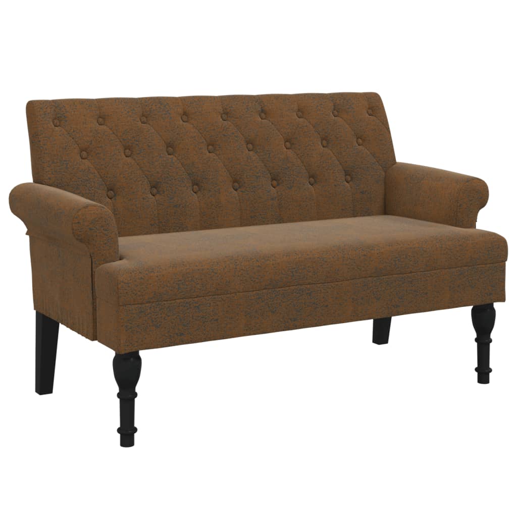 Bankje met rugleuning 120x62x75,5 cm kunstsuèdeleer bruin is nu te koop bij PeponiXL, paradijselijk wonen!