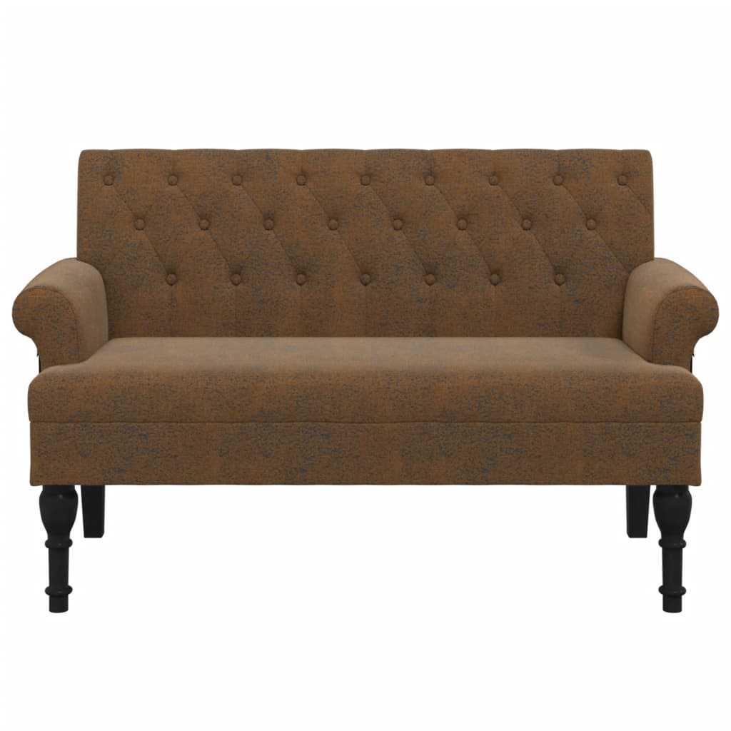Bankje met rugleuning 120x62x75,5 cm kunstsuèdeleer bruin is nu te koop bij PeponiXL, paradijselijk wonen!