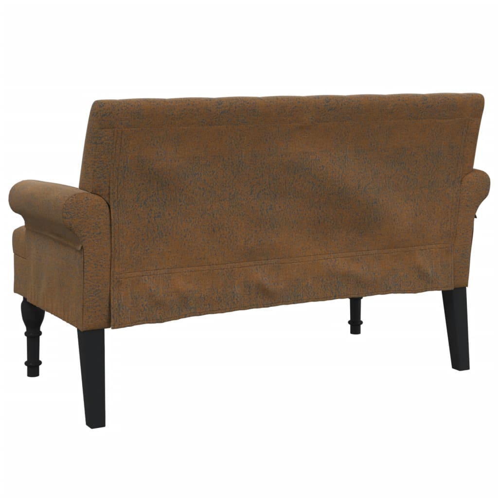 Bankje met rugleuning 120x62x75,5 cm kunstsuèdeleer bruin is nu te koop bij PeponiXL, paradijselijk wonen!