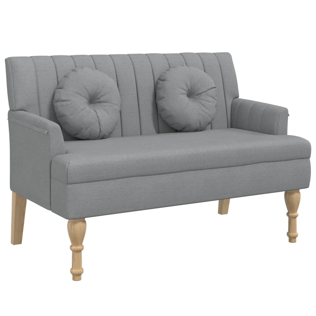 Bankje met kussens 113x64,5x75,5 cm stof lichtgrijs is nu te koop bij PeponiXL, paradijselijk wonen!