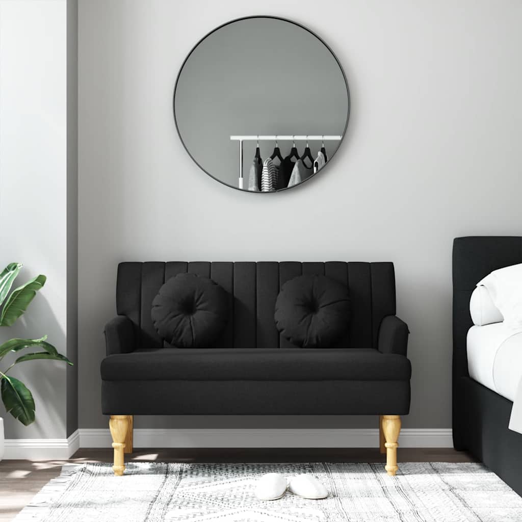 Bankje met kussens 113x64,5x75,5 cm stof zwart is nu te koop bij PeponiXL, paradijselijk wonen!