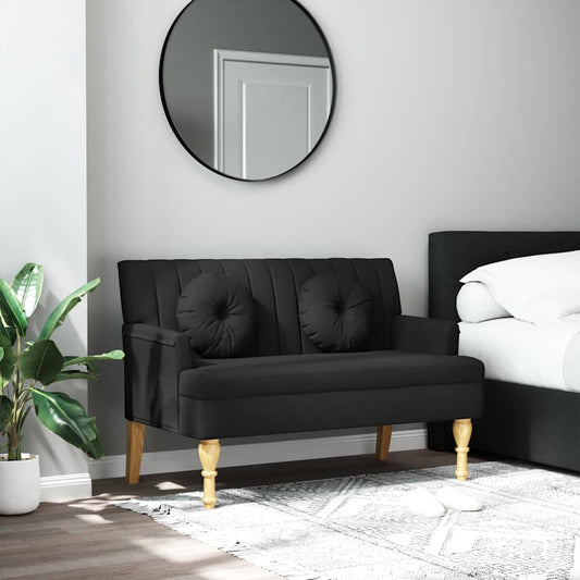 Bankje met kussens 113x64,5x75,5 cm stof zwart is nu te koop bij PeponiXL, paradijselijk wonen!
