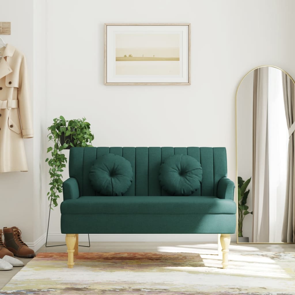 Bankje met kussens 113x64,5x75,5 cm stof donkergroen is nu te koop bij PeponiXL, paradijselijk wonen!