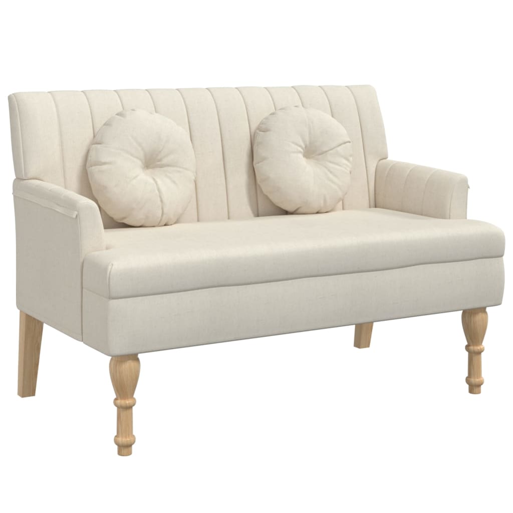 Bankje met kussens 113x64,5x75,5 cm linnen is nu te koop bij PeponiXL, paradijselijk wonen!