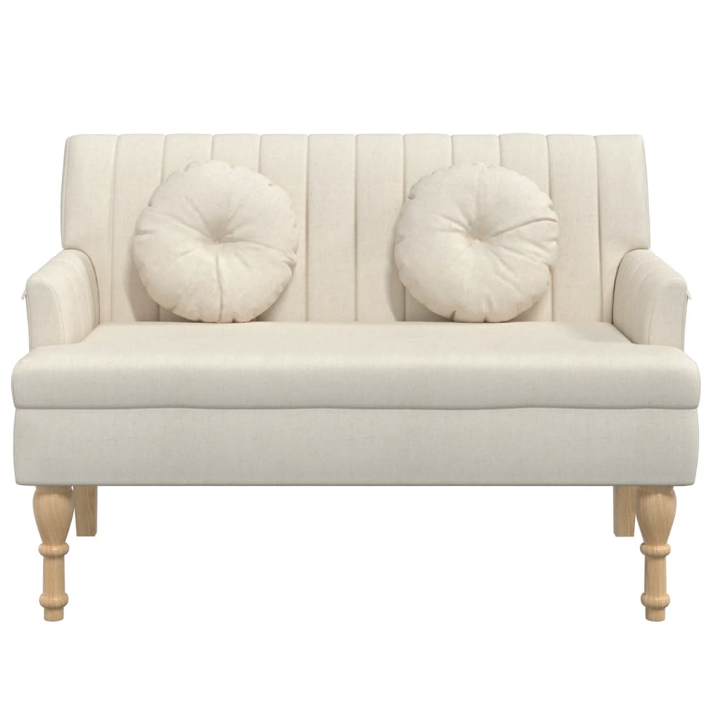 Bankje met kussens 113x64,5x75,5 cm linnen is nu te koop bij PeponiXL, paradijselijk wonen!