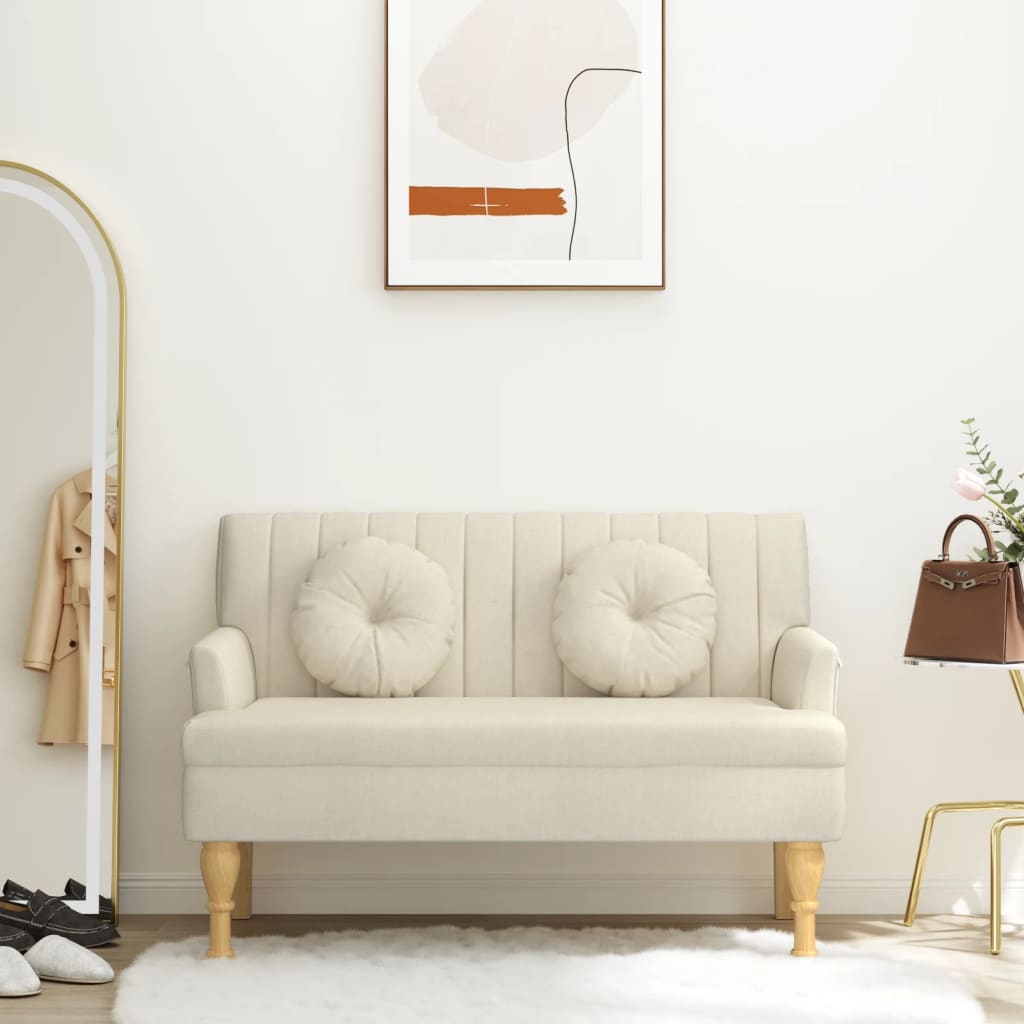 Bankje met kussens 113x64,5x75,5 cm linnen is nu te koop bij PeponiXL, paradijselijk wonen!