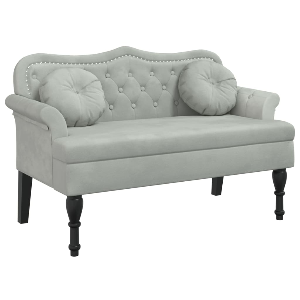 Bank met kussens lichtgrijs 120,5x65x75 cm fluweel is nu te koop bij PeponiXL, paradijselijk wonen!