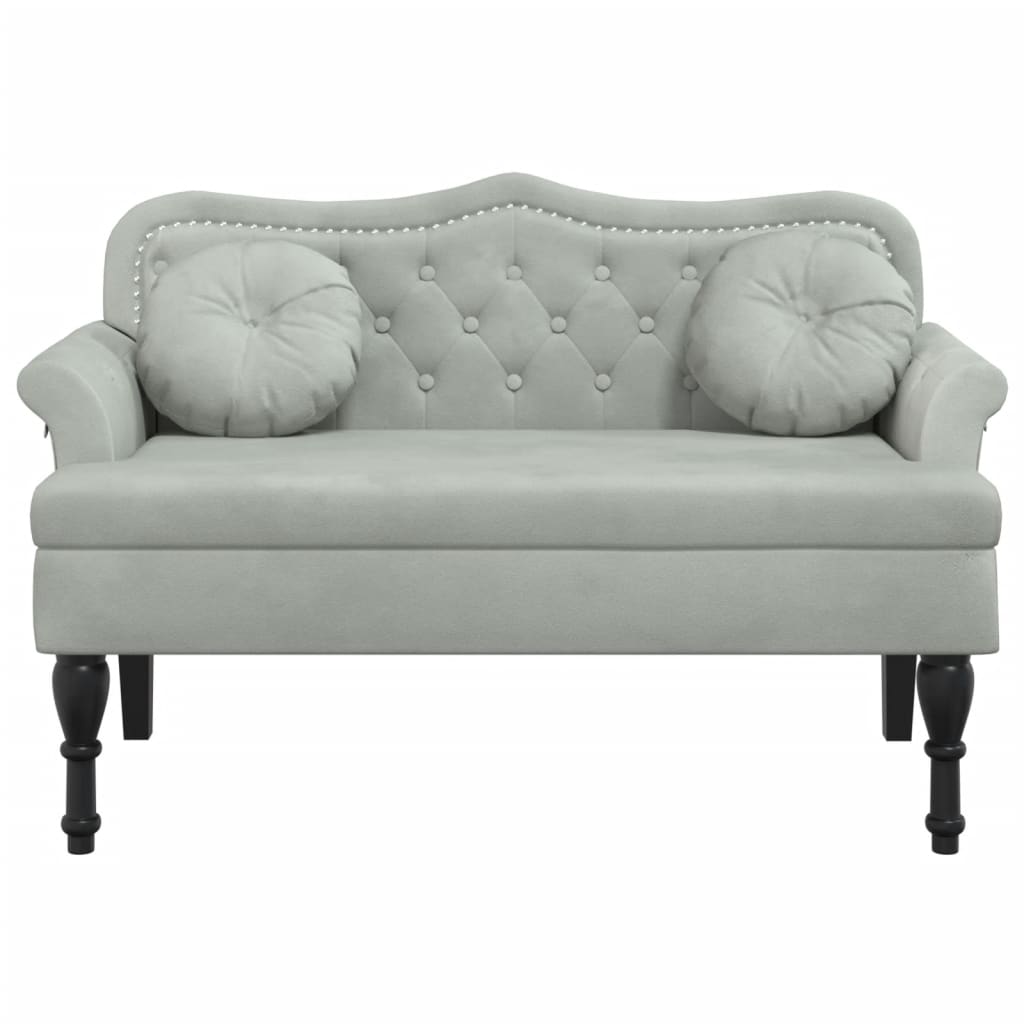 Bank met kussens lichtgrijs 120,5x65x75 cm fluweel is nu te koop bij PeponiXL, paradijselijk wonen!