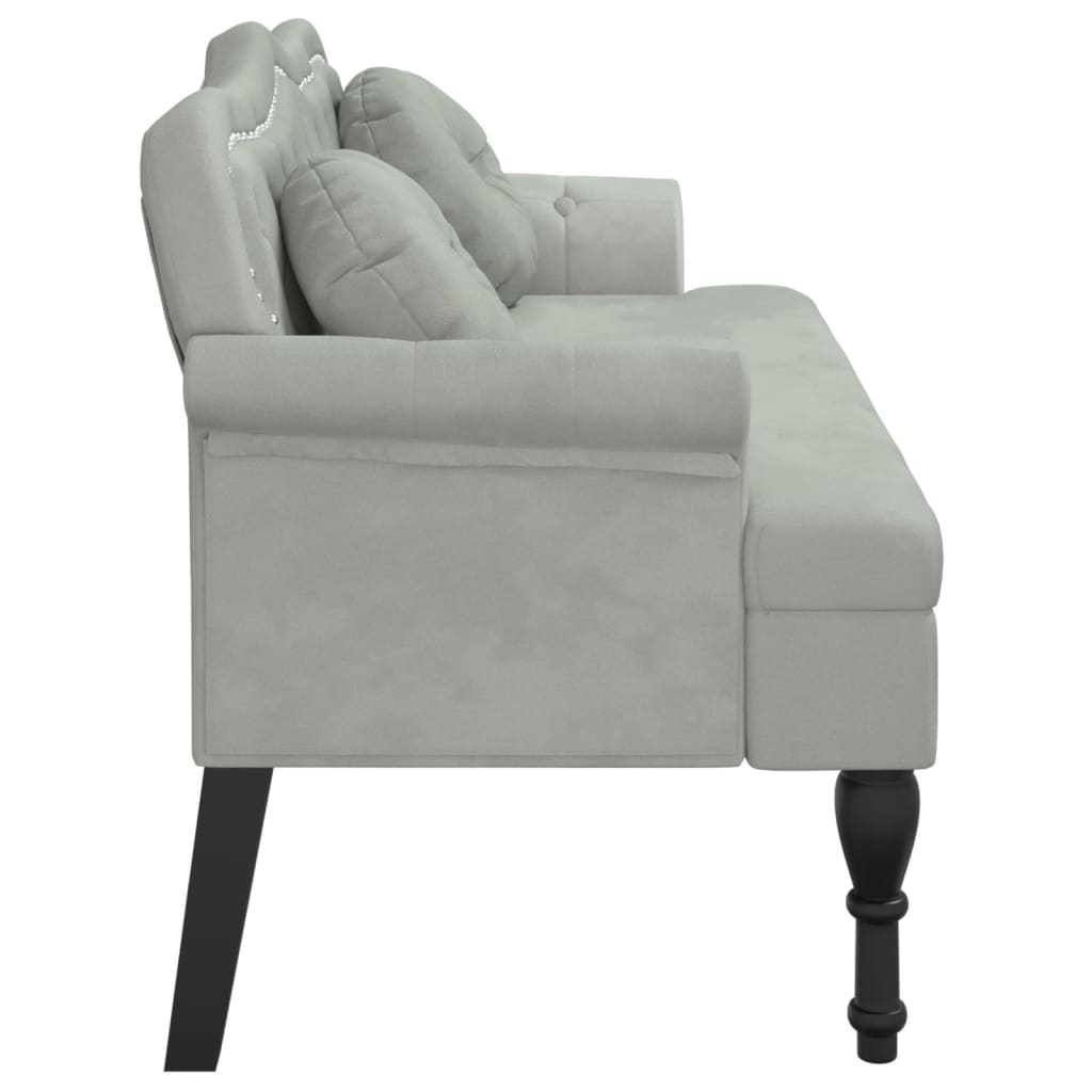 Bank met kussens lichtgrijs 120,5x65x75 cm fluweel is nu te koop bij PeponiXL, paradijselijk wonen!