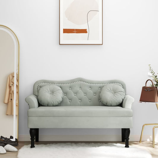 Bank met kussens lichtgrijs 120,5x65x75 cm fluweel is nu te koop bij PeponiXL, paradijselijk wonen!