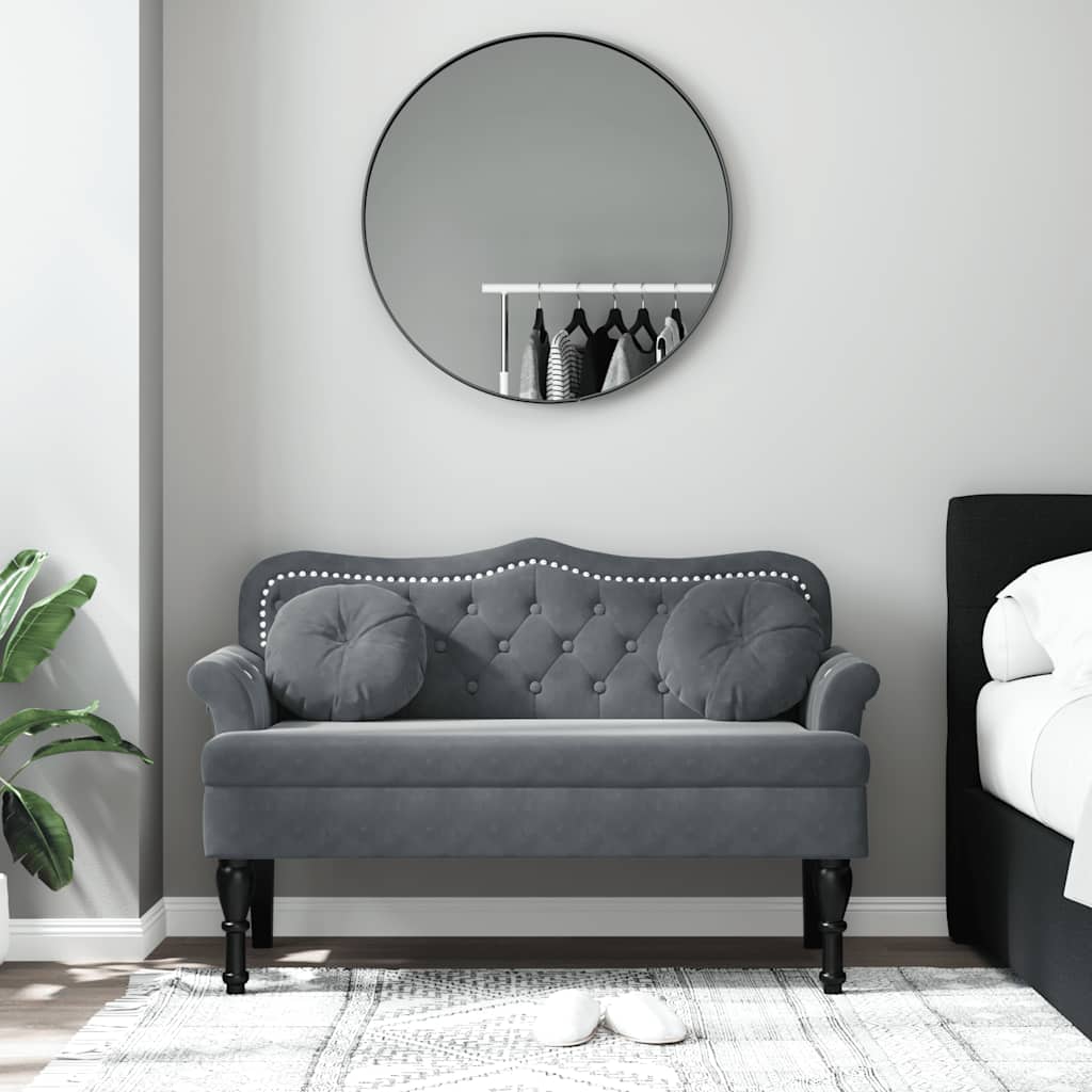 Bank met kussens donkergrijs 120,5x65x75 cm fluweel is nu te koop bij PeponiXL, paradijselijk wonen!