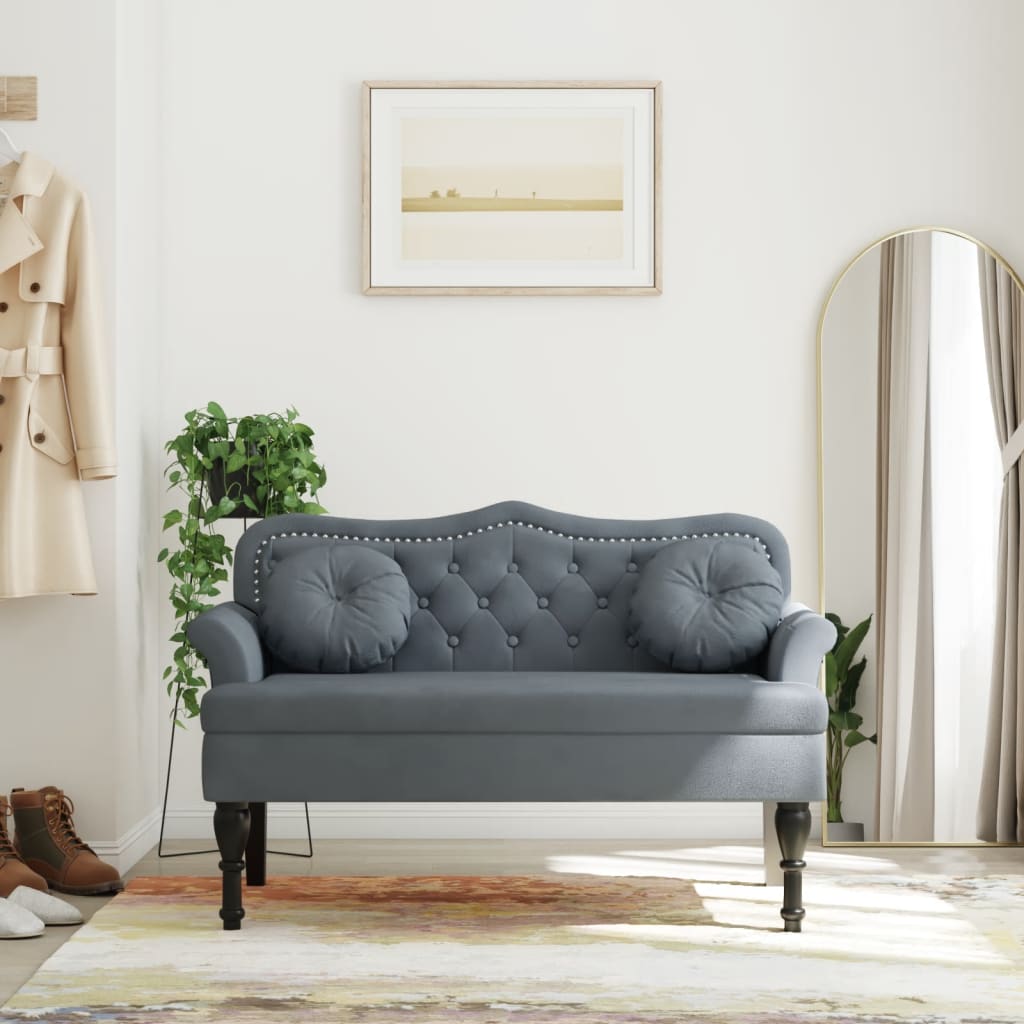 Bank met kussens donkergrijs 120,5x65x75 cm fluweel is nu te koop bij PeponiXL, paradijselijk wonen!