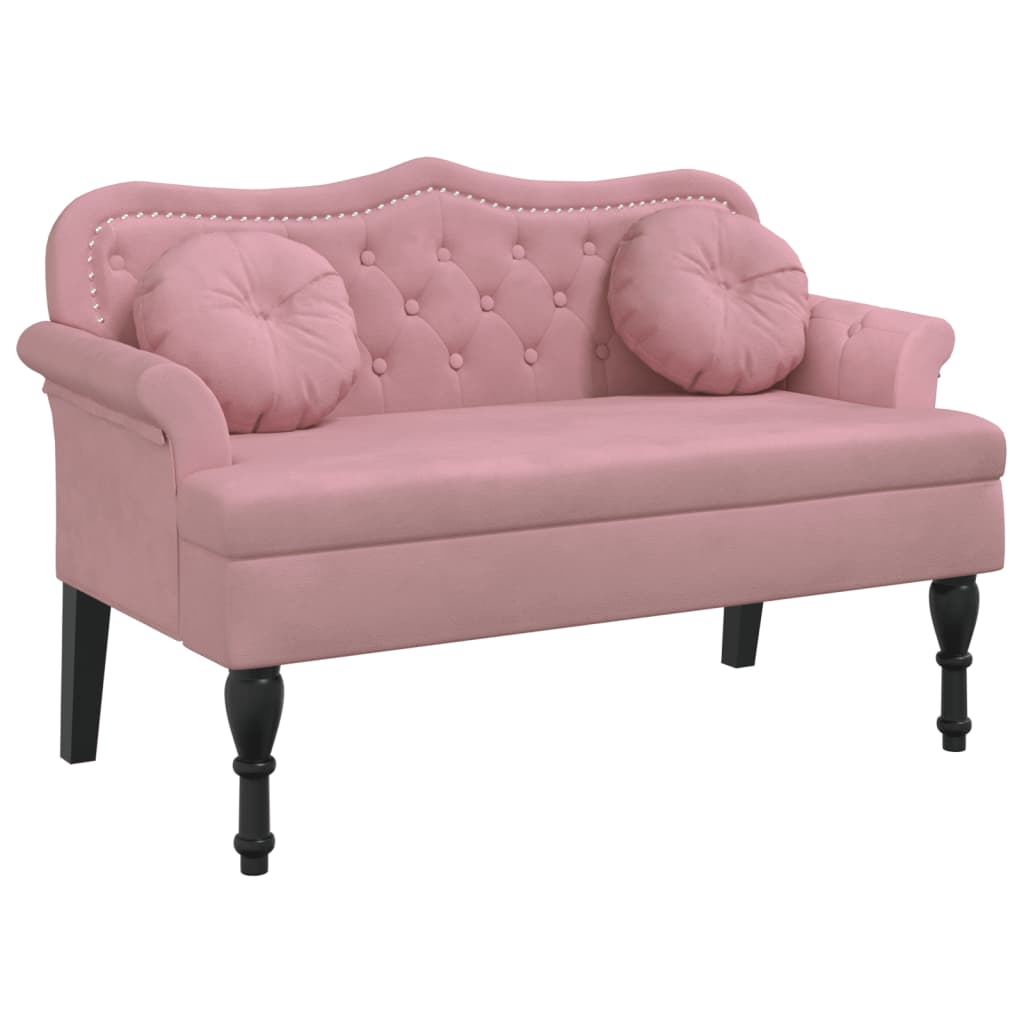 Bankje met kussens 120,5x65x75 cm fluweel roze is nu te koop bij PeponiXL, paradijselijk wonen!