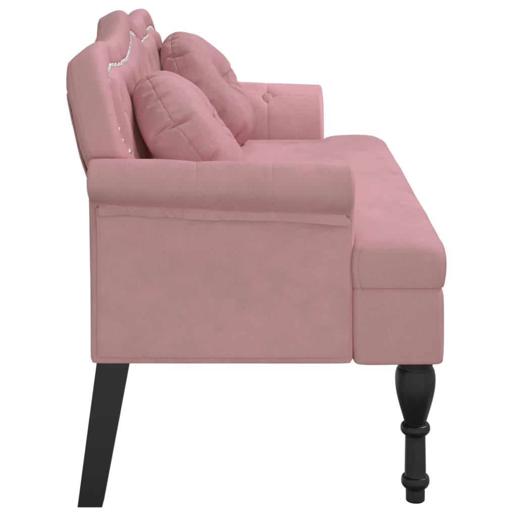 Bankje met kussens 120,5x65x75 cm fluweel roze is nu te koop bij PeponiXL, paradijselijk wonen!