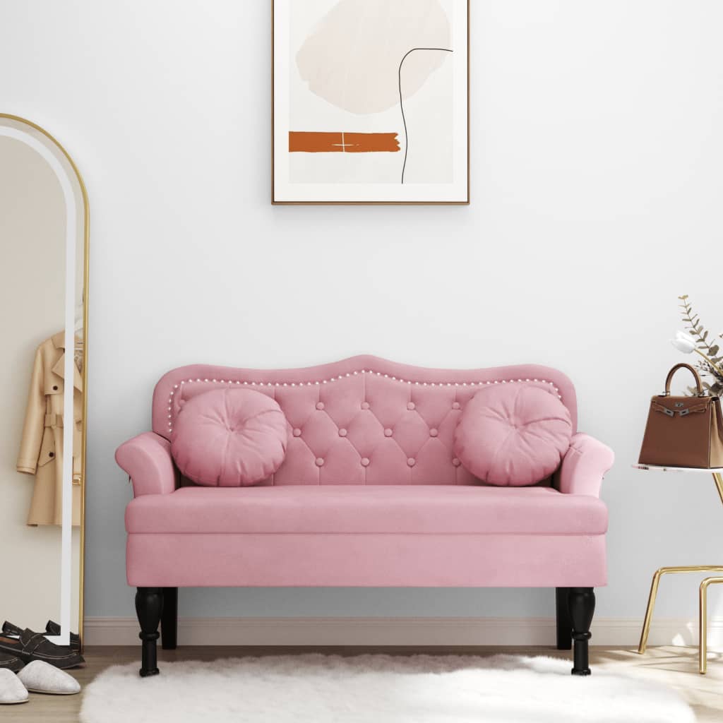 Bankje met kussens 120,5x65x75 cm fluweel roze is nu te koop bij PeponiXL, paradijselijk wonen!