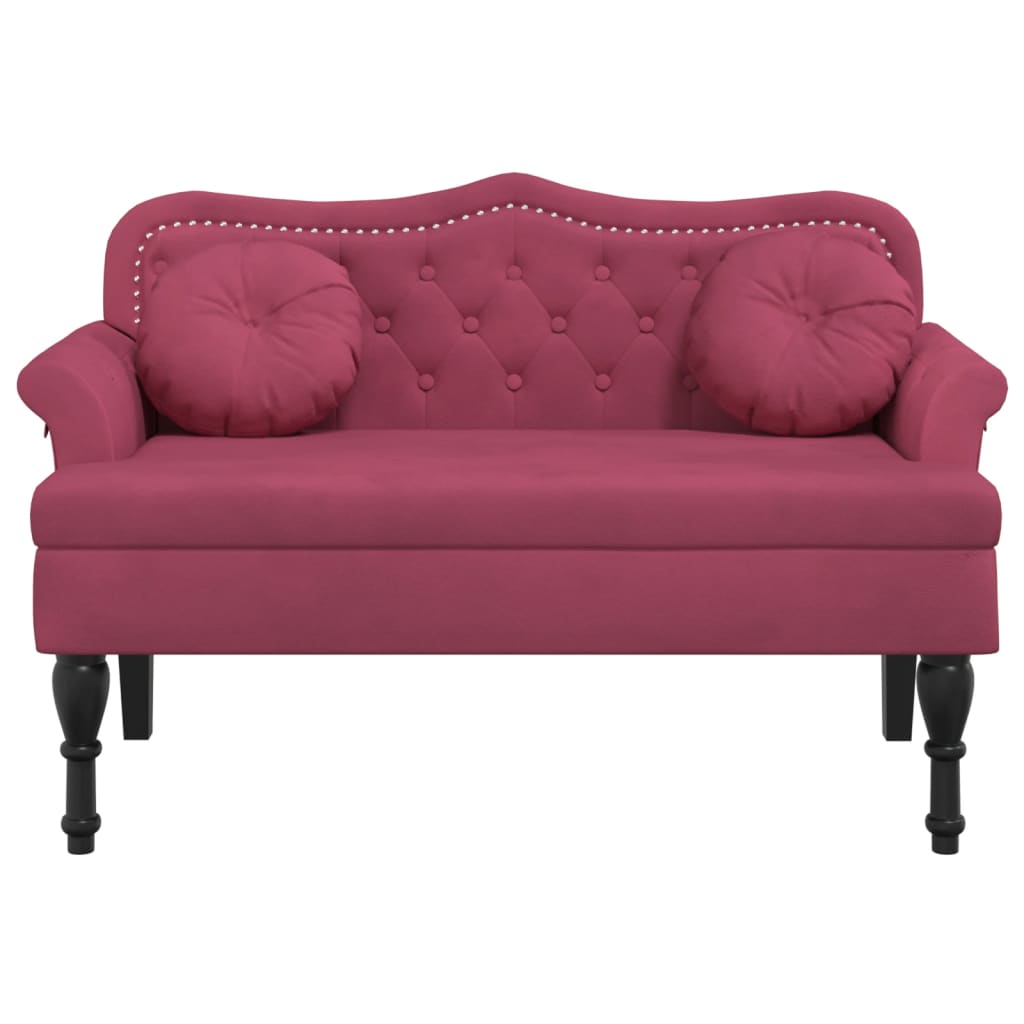 Bankje met kussens 120,5x65x75 cm fluweel wijnrood is nu te koop bij PeponiXL, paradijselijk wonen!