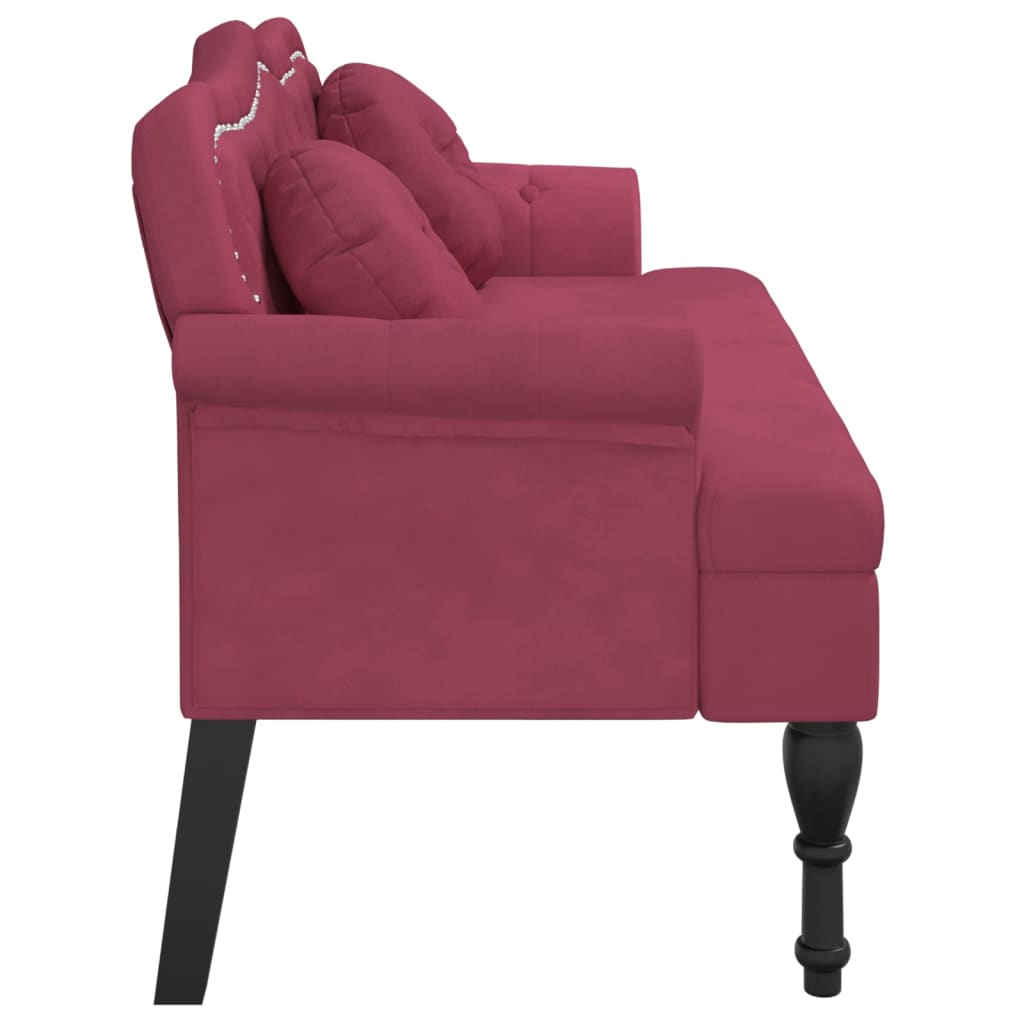 Bankje met kussens 120,5x65x75 cm fluweel wijnrood is nu te koop bij PeponiXL, paradijselijk wonen!