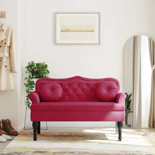 Bankje met kussens 120,5x65x75 cm fluweel wijnrood is nu te koop bij PeponiXL, paradijselijk wonen!