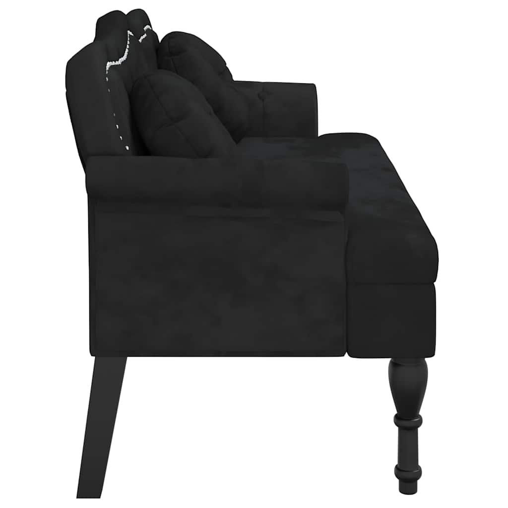 Bank met kussens zwart 120,5x65x75 cm fluweel is nu te koop bij PeponiXL, paradijselijk wonen!