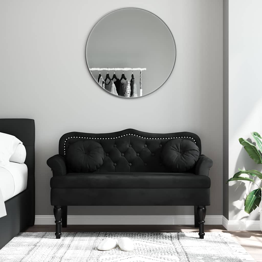 Bank met kussens zwart 120,5x65x75 cm fluweel is nu te koop bij PeponiXL, paradijselijk wonen!