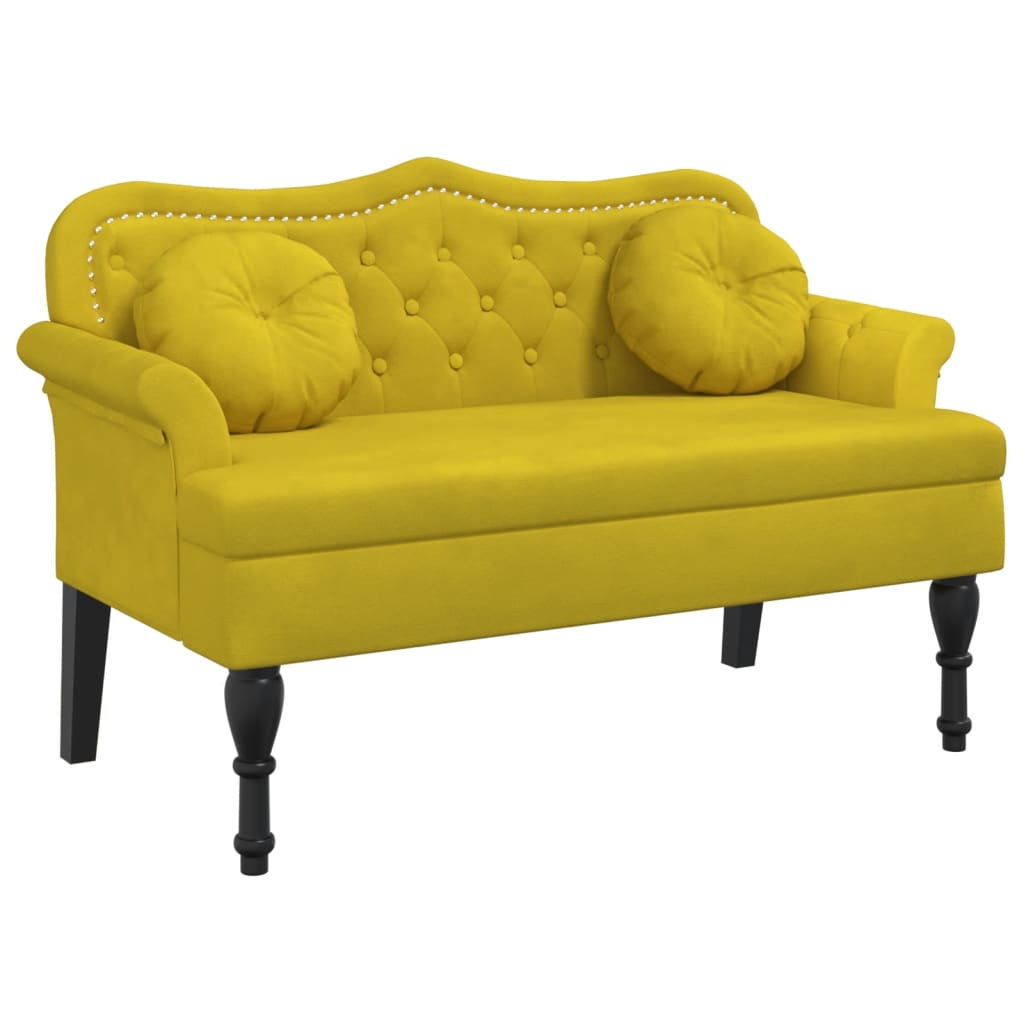 Bankje met kussens 120,5x65x75 cm fluweel geel is nu te koop bij PeponiXL, paradijselijk wonen!